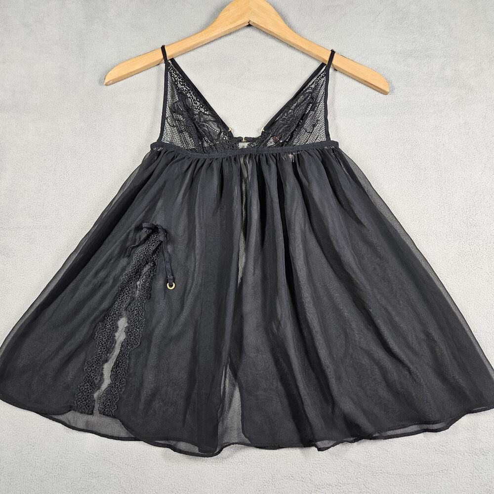 Y2K Victoria's Secret Babydoll Cami Women’s S Lace Bow Sheer Lingerie Open Back